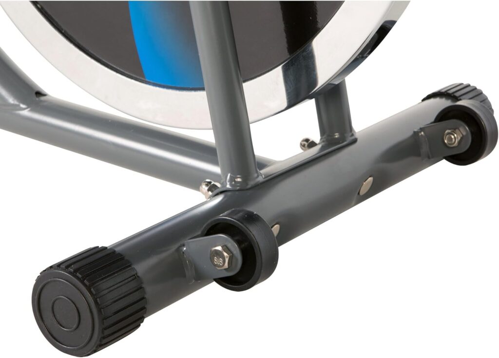 Front transport wheels of ProGear exercise bike100S for easy movement and storag