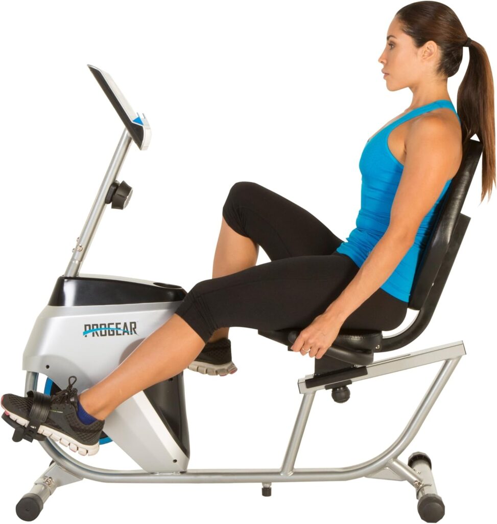 ProGear Adjustable home stationary bike with step-through design and wide seat support